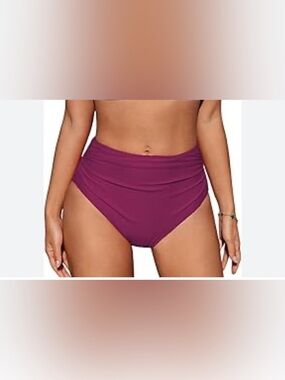 Cupshe • NWT Plum High-Waisted Bikini Bottom